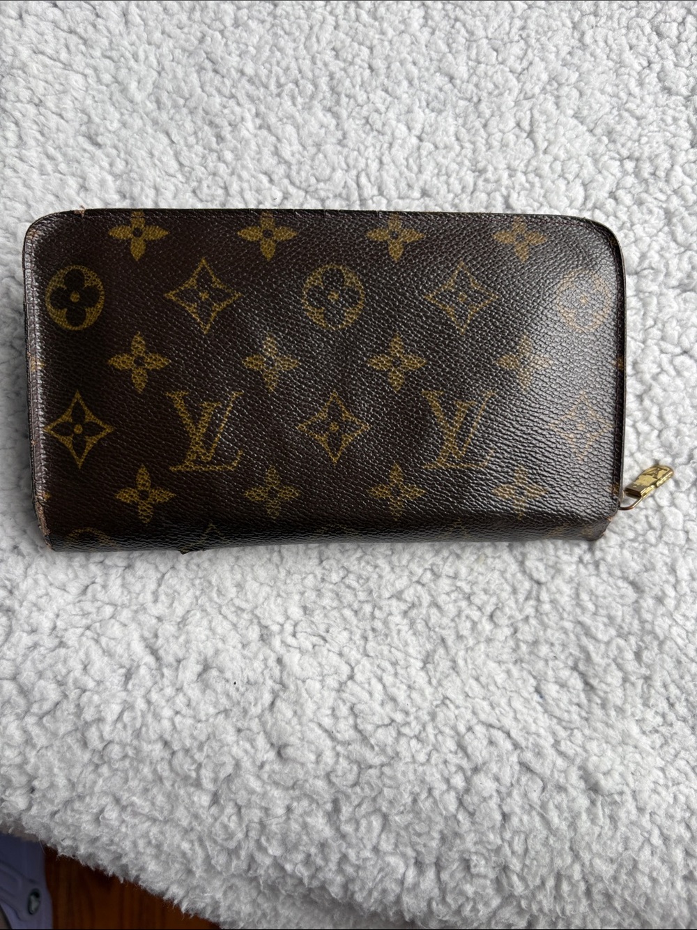 Louis Vuitton Monogram Zippy Wallet in Brown & Gold-Tone brown leather interior